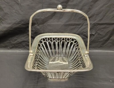19th Century English silverplate Large Swing Handle Basket # 4977 marked bottom - Image 1 of 4