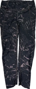 Athleta Women’s Black Velocity Stash Pocket Marble Tight Athletic Leggings - S - Afbeelding 1 van 4