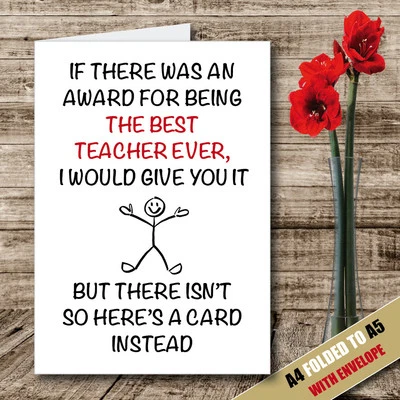 BEST TEACHER Thank you Graduation Primary Greeting Card Humour Funny School  19 - Image 1 of 3