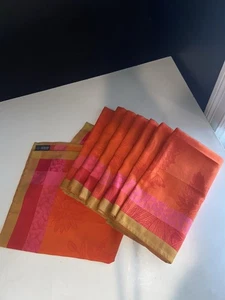 8 Servilletas Jacquard Francais Flores Perfumes De Bagatelle Algodón Rosa Naranja NUEVO - Imagen 1 de 9