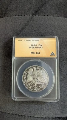 1987-J West Germany ANACS Graded MS64 10 Silver Mark - Image 1 of 2