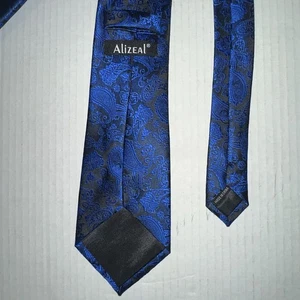 Alizeal Krawatte 60" lang blau Paisley Krawatte - Bild 1 von 4