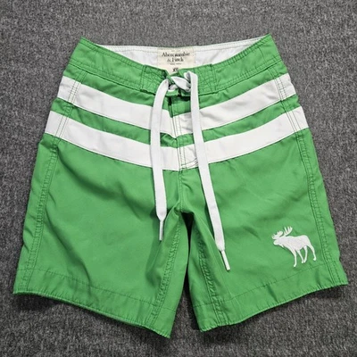 Abercrombie & Fitch Men's XS Swim Trunks Striped Moose Shorts Drawstring Y2K 90s - Image 1 of 4