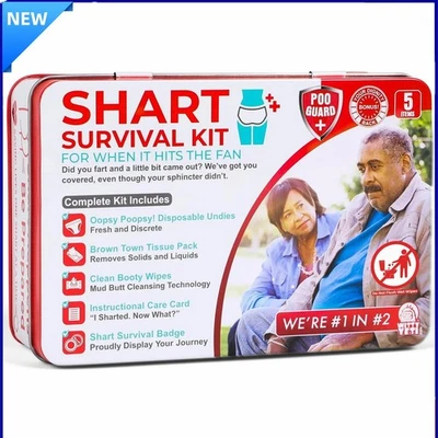Funny Shart Survival Kit Poop Prank Gift Set w/Wipes & Underwear Christmas Gift