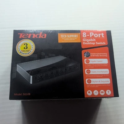 Tenda SG108 8-Port Gigabit Ethernet Desktop Switch New Sealed - Image 1 of 4
