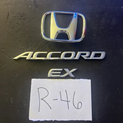 🏆 03 04 05 HONDA ACCORD EX  SEDAN REAR LID CHROME EMBLEM LOGO BADGE OEM TRUNK - Image 1 of 4