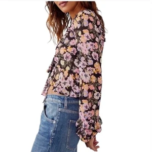 Free People Maybel Floral Ruffle Crop Top Women's Size Small Feminine Romantic - Picture 1 of 11
