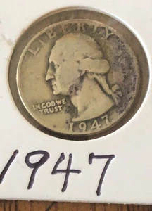 1947 Washington Silver Quarter U.S. Silver Coin Nice Coin R011 - Picture 1 of 2