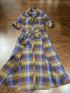 Vestido FINLEY Laine Midi a Cuadros Otoño Tartán Botón Delantero Cinturón Cottagecore Pequeño - Imagen 1 de 7