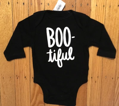 NUEVO CON ETIQUETAS Niña Vieja Azul Marino Negro Una Pieza con Boo-tiful - Halloween - Talla 0-3 Meses Foto 1 de 4