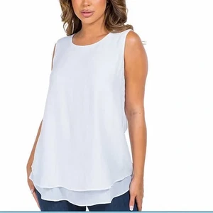 Cristina B Womens XXL White Sleeveless Tunic Top - Picture 1 of 4