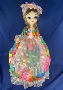 VTG 13" BRADLEY BIG EYE DOLL MUSIC BOX What The World Needs Now WORKS Flower - Picture 1 of 13