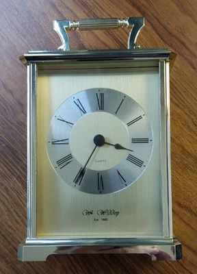 Gold Carriage Mantel Clock Aluminium Case Roman Numerals Battery Wm Widdop W2406 - Image 1 of 4