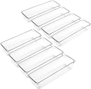 LotFancy Organizers Tray for Utensil Silverware Kitchen 8Pcs Clear Plastic - Picture 1 of 7