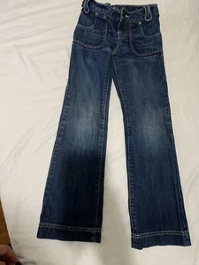 Super Cute Girls Size 7 Old Navy Boot Cut Denim Blue Jeans Adjustable Waist - Picture 1 of 5
