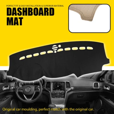 Alfombrilla de tablero cubierta de tablero almohadilla de cuero negra apta para Jeep Grand Cherokee 2011-2017 Foto 1 de 4