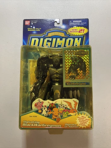 Digimon BlackWarGreymon Action Figure ￼Feature 2000 Bandai Factory Sealed “Rare” Cover