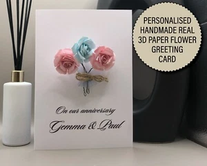 Hochzeitstagskarte personalisiert Geburtstag, handgefertigter Blumenstrauß 268 - Bild 1 von 4