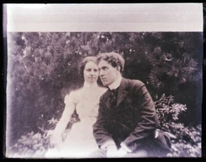 (1) LATE 1800s-EARLY 1900s NEGATIVE, "MAN AND WOMAN", HARPSWELL, ME - Picture 1 of 2
