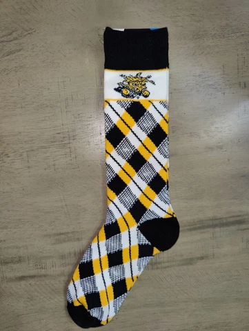 Wichita State Shockers College Plaid Argyle Team Dress Crew Socks Large Cover