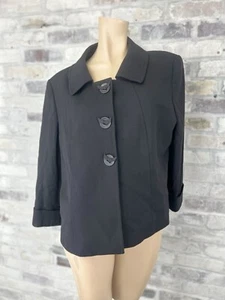 Tahari ASL Size 18 Micro Dot Short Cropped Blazer Jacket Black White Career Work - Picture 1 of 9