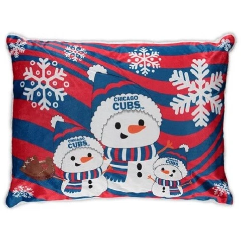 Chicago Cubs 20"x26" Holiday Snowman Bed Pillow - MLB Cover