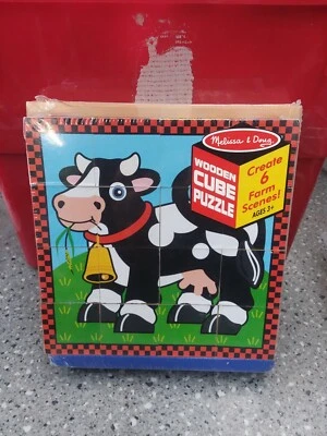 Rompecabezas Melissa & Doug® Farm Cube seis rompecabezas en uno de 3 años en adelante Foto 1 de 2