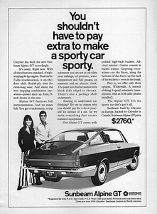 1970 Sunbeam Alpine GT "Make A Sporty Car Sporty" Original Rare Print Ad - Picture 1 of 1