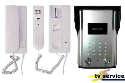 Kit Citofono Bifamiliare 2 Cornette e Unità Esterna Completo Apriporta - Immagine 1 di 4