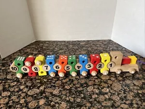 Stacking Wooden Number Blocks Train Pull Along String Toy DIY Educational Toy - Picture 1 of 3