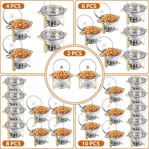 2/4/6/8/10 PCS Chafing Dishes for Buffet 5QT Round Chafing Dish Buffet Set Home - Picture 1 of 36