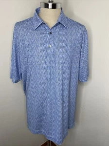 Foot Joy Golf Shirt Polo Mens Sx XL Blue White Pattern Short Sleeve FJ Footjoy - Picture 1 of 6