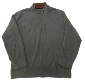 Lands End 1/4 Zip Herren Große 42-44 Pullover Grau Pulli Flanellkragen Baumwolle - Bild 1 von 4