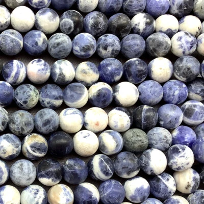 Matte Sodalite Blue White 8mm Smooth Round Ball Semi Precious Beads Q22 per Pkg - Image 1 of 2