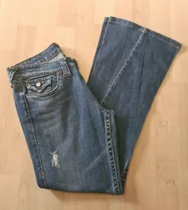 True Religion Jeans Damen Gr. 31 x 28 Joey Medium Wash Distressed Bootcut Flare - Bild 1 von 8