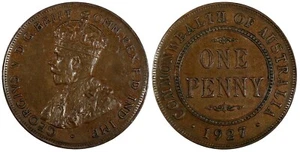 Australia George V Copper 1927 1 Penny Melbourne Mint KM# 23 (19 494) - Picture 1 of 3