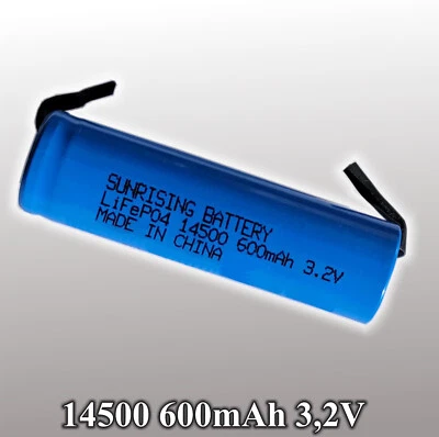 SUNRISE Saldatore IFR 14500 600mAh 3,2V LiFePO4 ricaricabile batteria di ricambio
