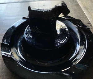 Vintage Airedale Terrier Onyx BLACK Glass Ashtray 1930's - Picture 1 of 6