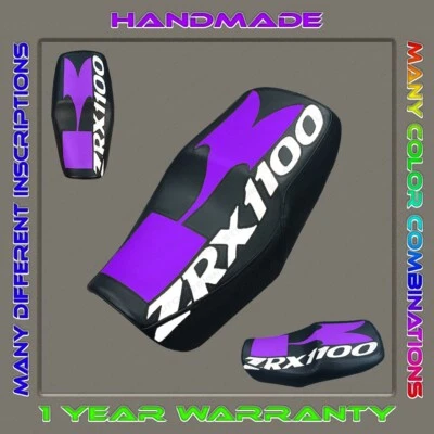 Funda Asiento PERSONALIZADA (Negro+Púrpura-Blanco) KAWASAKI ZRX 1100 (1999-2000) Foto 1 de 4