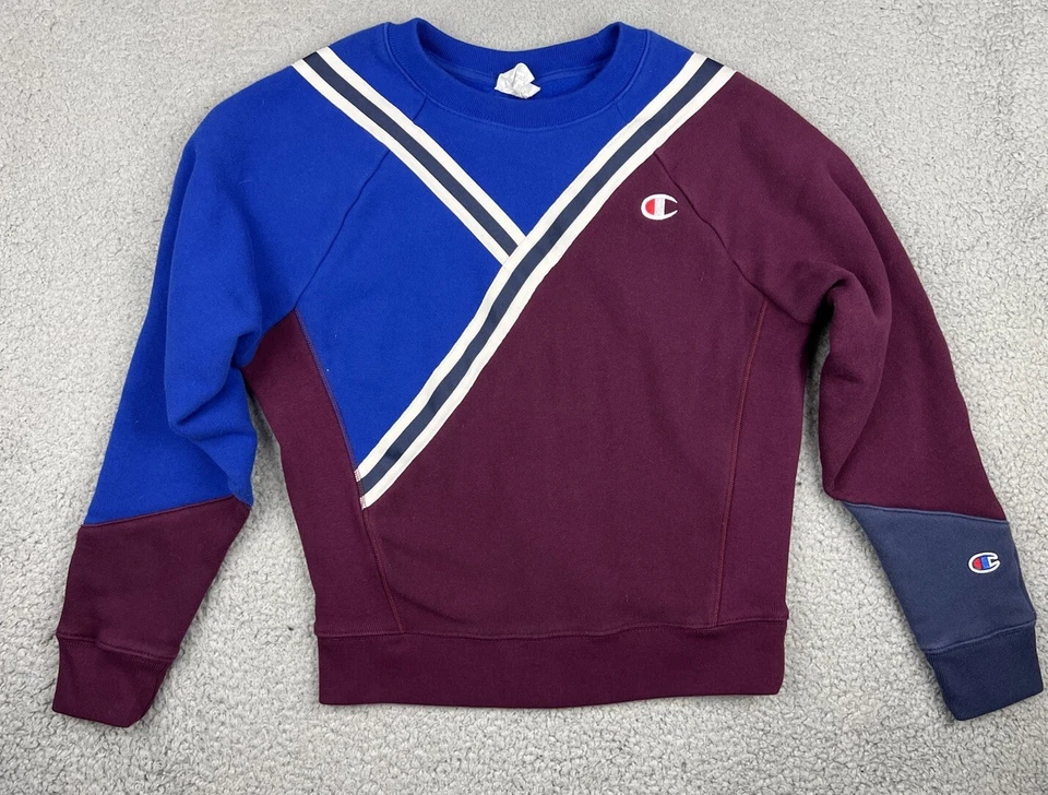 Винтажный Y2K чемпион обратный плетение толстовка женщин средний синий 90-х Colorblock - Изображение 1 из 4