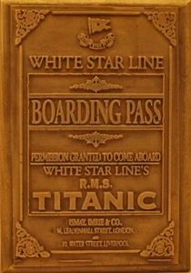 Placa de pared de bronce White Star Line Titanic Boarding Pass - Imagen 1 de 1