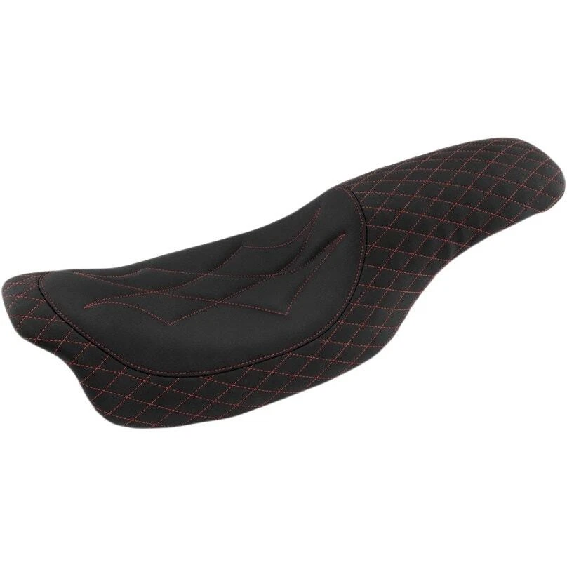 Mustang 74111AB Blk/Red Diamond Stitch Revere Journey 2-Up Seat H-D FLH/T 08-Up - Imagem 1 de 1