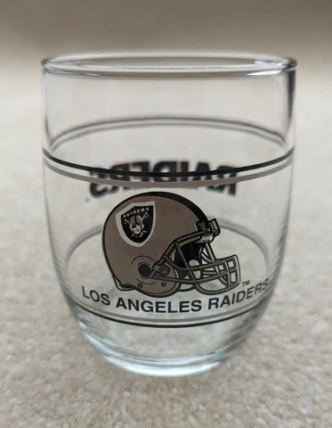 Vintage Los Angeles Raiders 3-3/4” Drinking Glass NFL Stemless Tumbler Rocks Cover