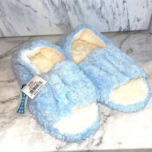 NEW Soft ones fuzzy blue plush slippers 6.5-7.5