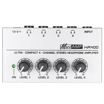 HA400 Mini 4 Channels Mini Audio Stereo Headphone Amplifier w/Power Adapter C8B5 - Image 1 of 4