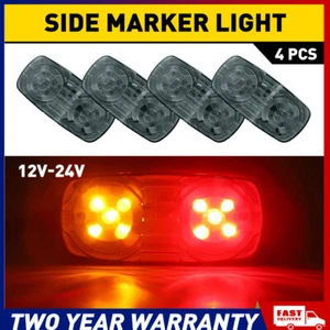 SMOKED AMBER RED LED CLEARANCE LIGHTS SIDE MARKER LAMP TRAILER TRUCK UTE 12V 24V - Picture 1 of 14