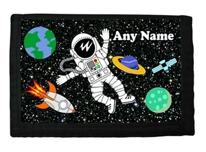 PERSONALISED ASTRONAUT SPACE PRINT BOYS RIP WALLET BIRTHDAY CHRISTMAS GIFT - Picture 1 of 3