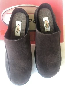 Talbots Womens Brown Leather Suede Clogs 5 1/2 Klaus 5.5 Mules - Picture 1 of 11