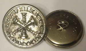 Trompetas Cruzadas/Cornetas Departamento de Bomberos Uniforme Botones -Waterbury-Níquel 7/8" - Imagen 1 de 1