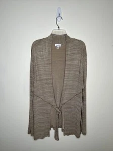 Coldwater Creek Women's XL Heather Taupe Long Sl Tie Front Travel Knit Cardigan - Picture 1 of 9